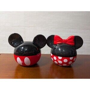 NEW Unused Disney Mickey & Minnie Mouse Ceramic Salt and Pepper Shakers Chipped
